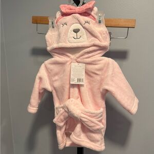 Hudson Baby Hooded Bathrobe Pink Bear, size 0-9 Months NWT